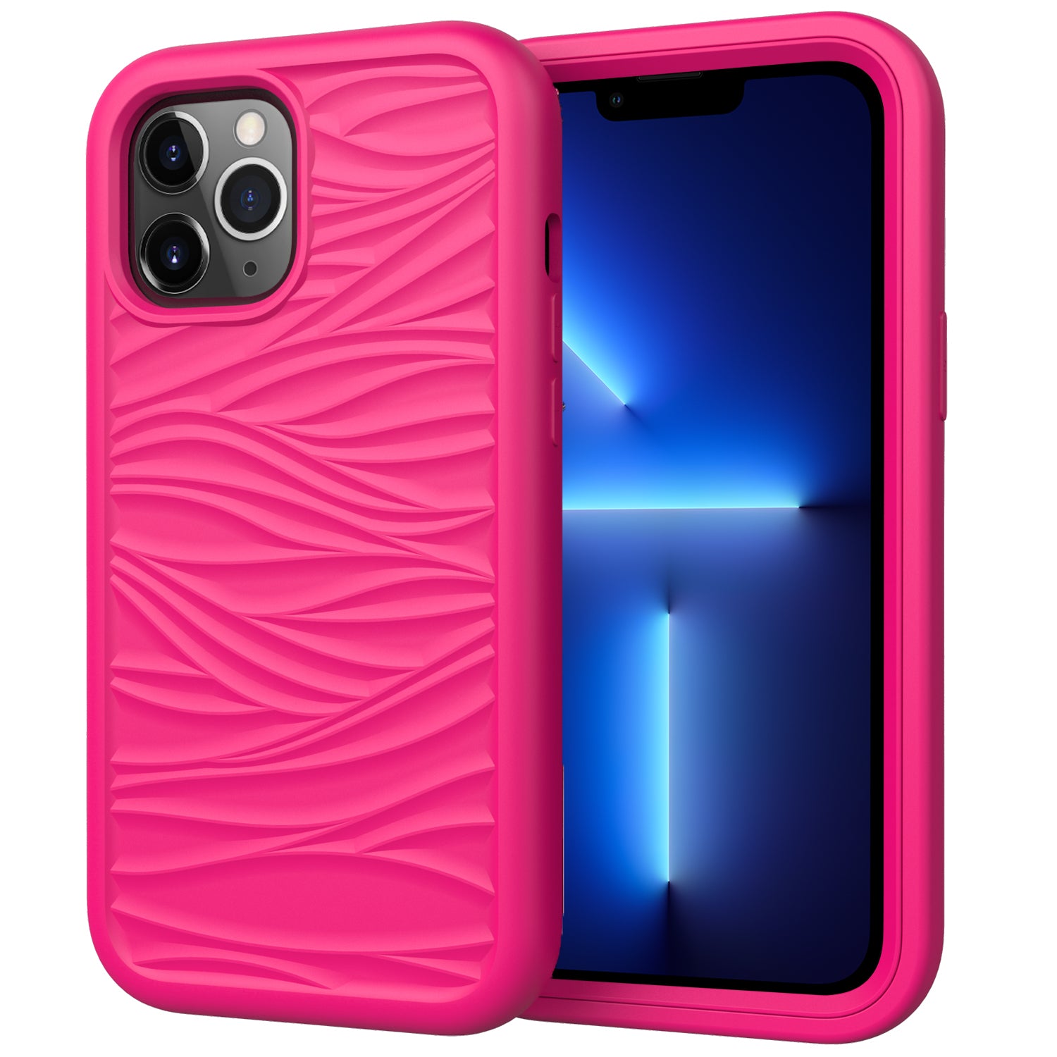 Telefoncover til iPhone 13 Pro Max 6,7 tommer aftageligt 2-i-1 PC+Silicone Anti-Slip Wave Texture Cover Telefoncover til iPhone 13 Pro Max 6,7 tommer aftageligt 2-i-1 PC+Silicone Anti-Slip Wave Texture Cover